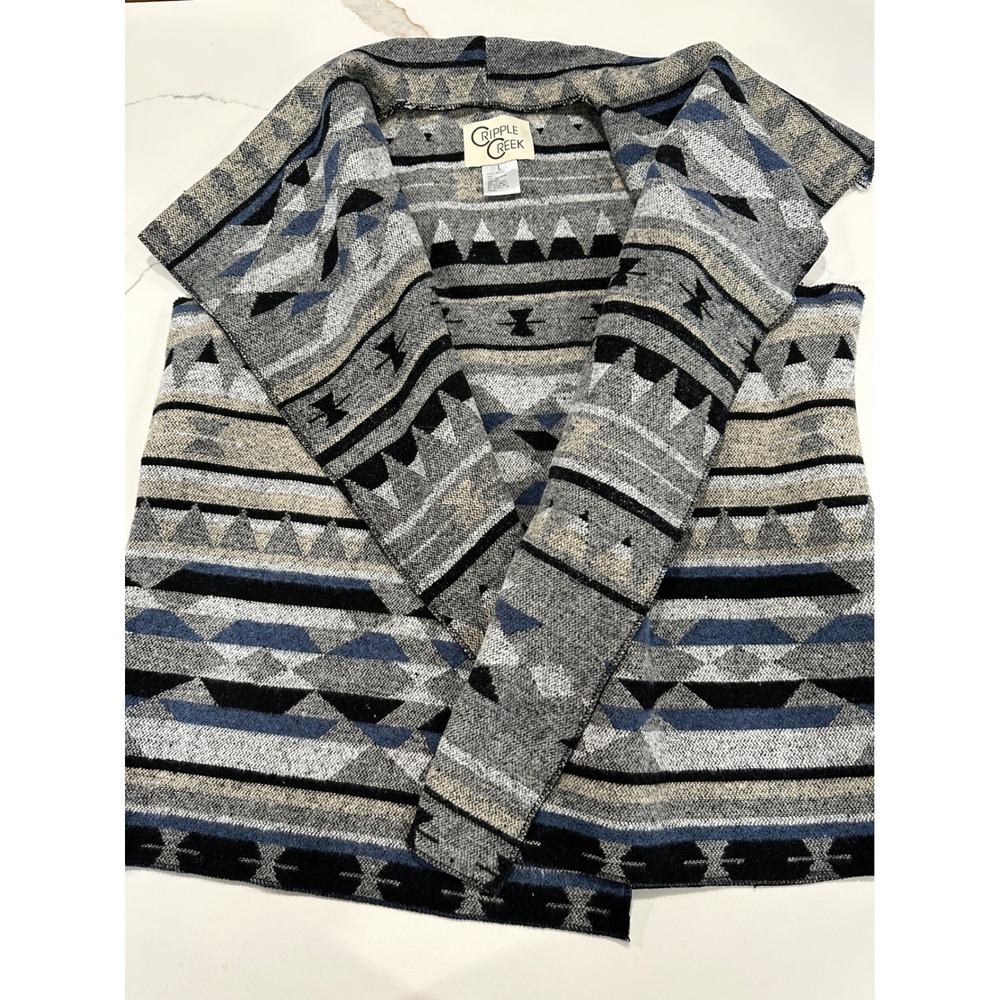 Cripple Creek Womens Southwestern Aztec Knit Vest Grey Black Blue CR15249 L
